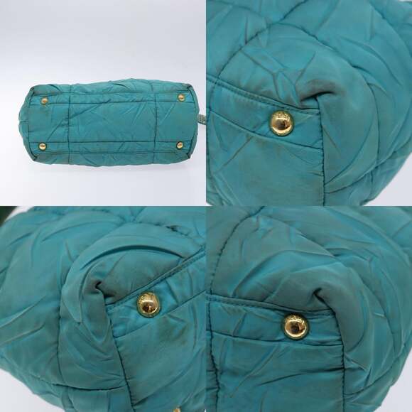 PRADA Shoulder Bag Nylon Blue Gold - Picture 10 of 12